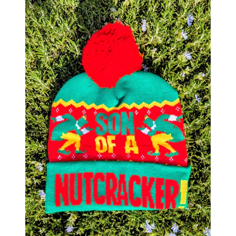 ELF Will Ferrell Knit Beanie Hat Tossel Cap NUTCRACKER Red Green Pom Pom NWT